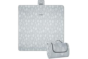 TranRantic Picknickdecke Wasserdicht, 200 x 200 cm Groß Stranddecke Sandfrei, Waschbar Strandmatte, Camping Decke mit Tragegriff, Outdoor Decke für Picknick, Strand, Camping, Garten, Park(Grau)