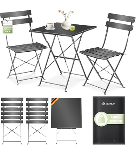 Tidyard Mosaik Bistroset 3-tlg. - 1 Tisch & 2 Stühle Schwarz/Weiß Keramik