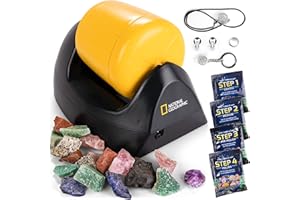 BLUE MARBLE National Geographic – Kit de Polissage de Pierres Débutant – Tonneau de Polissage Durable et Étanche, 227 g de Pierres, Abrasif, 5 Accessoires de Bijoux