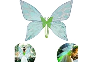 LEEWENYAN Ailes de Fée avec Bandoulière Élastique Ailes de Fée Adulte, Ailes d'ange pour Enfant Fille Ailes de Papillon Ailes Fée Fille Ange Ailes de Papillon Déguisement Fiestas (Vert)