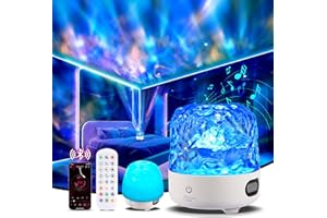SUPPOU Lampa projektora fal oceanicznych, lampka nocna z głośnikiem Bluetooth i pilotem zdalnego sterowania, 16 kolorów projektora Galaxy, oświetlenie sensoryczne, idealny wybór do dekoracji pokoju