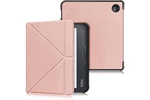 DINGGUAGUA Coque kobo Libra Colour 7 inch TPU Coque Étui kobo Libra 2 Liseuse eBook Housse avec Support Pliant Housse Protection Coque,Or Rose