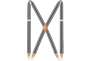 HISDERN Męskie szelki z bardzo mocnymi 4 metalowymi klipsami, jeden rozmiar, pasuje do wszystkich mężczyzn i kobiet, regulowany i elastyczny kształt X