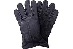 Męskie wiatroszczelne skórzane rękawiczki z ekranem dotykowym na zimę | THMO | czarne