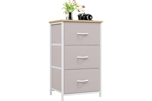 Somdot Chest of Drawers with 3 Drawers, Bedroom Fabric Dresser Storage Organiser for Closet Bedside Living Room Laundry Entryway Hallway, Ash Grey