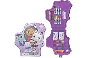 CERDÁ LIFE'S LITTLE MOMENTS Set de Arte Gabby’s Dollhouse con Estuche en Forma Especial y Accesorios de Colores - Kit Creativo Infantil con Acuarelas, Ceras y Rotuladores para Niñas Fans de Gabby’s Dollhouse