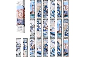 AVECMOI Set di 20 Segnalibri in Stile Vintage, Tema Viaggio, Segnalibri di Carta per Insegnanti, Studenti e Amanti dei Libri (Blu)