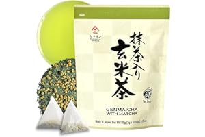 ‎YAMASAN KYOTO UJI Genmaicha Grüner Tee mit geröstetem braunen Reis, Koffeinarm, Japanischer Tee, 3g×60 Teebeutel【YAMASAN】