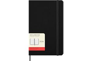 Moleskine Daily Planner, Agenda Giornaliera 2026 12 Mesi, Con Copertina Rigida e Chiusura Elastica, Formato Large 13 x 21 cm Colore Nero