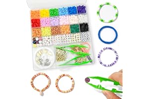 Dreamark 5200 Pezzi Perline per Braccialetti Fai da Te.Kit Bigiotteria con Lettere,Faccine,Ciondoli.24 Colori da 6mm in Argilla collane per Gioielli Bambini e Adulti