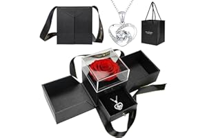 Weiope Rosa Eterna,Caja de Regalo de Rosa Preservada con Collar Regalos Originales para Mujer Mama Novia Pareja Hermana Mom Abuela Regalo San Valentin,Dia de la Madre,Aniversario,Cumpleaños,Navidad