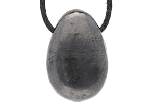 Lebensquelle Plus Ciondolo a Goccia in Shungite Nera | Pietra Perforata Con Nastro di Cotone | Pietra Preziosa di Alta Qualità, Metallo (Acciaio Inossidabile o Argento)