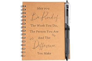 Hopton Leaving Gifts for Colleagues Women, 100 Pages Kraft A6 Notebook with Ballpoint Pen Set, Thank You Gifts, Staff Leaving Gift, Spiral Notepad for Colleagues Teachers Friends Men (Proud)