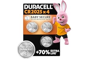 Duracell Batterie a moneta al litio 2025 da 3 V (confezione da 4) - Fino al 70% di extra durata - Tecnologia Baby Secure - Pila per chiavi auto, orologi fitness, occhiali 3D