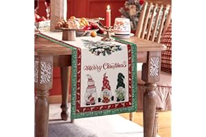 ETOLISHOP Runner da Tavola Moderno 40x140cm Runner da Tavolo Fiocco di Neve Albero di Natale Merry Christmas Pattern Runner Tavolo Lavabile Poliestere Runner per il Tavolo per Giardino Picnic Feste Cucina