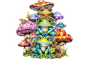 Jigfoxy Puzzle en bois pour adultes, grenouille en bois pour adultes, puzzle en bois pour adultes et enfants, jouet éducatif unique en forme d'animal pour les amis de la famille L-34 x 32,7 cm - 260