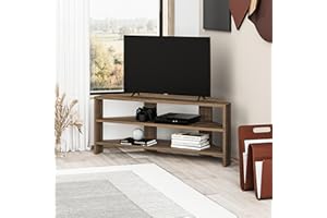 HOCUS PICUS Corner TV Unit with 2 Shelf for Living Room, Office ext. Modern Design, TV Stand 32-Inch TVs. Multi Colour Options for Decorations (Dark Oak Effect)