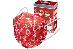 ctc connexions Christmas FFP2 Face Masks, 20Pcs KN95/FFP2 5-Layer Protective Face Mask CE 0598 certified EN149 Standard, High Filtration Capacity Individually Packed…