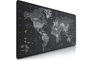 TITANWOLF - XXL Alfombrilla para ratón 900 x 400 mm - Speed Gaming Mousepad - Mouse Pad para Ordenador - Base para Mesa Grandes Dimensiones - Diseño: planisferio y Lobo