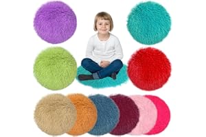 YEXEXINM 10 Pack Kids Crazy Carpet Circle Seats 16 Inch Round Floor Mat Kids Floor Cushions Soft Colorful Educational Classroom Rug for School Home Group Activity Learning Marker Playing Areas