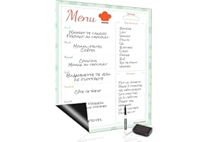 Brute Strength - Tableau blanc magnétique, planificateur de menus, français, magnétique, flexible, effaçable à sec, agenda hebdomadaire pour réfrigérateur, repas en famille (42 x 29 cm)