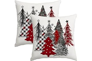 Miaikoe Christmas Cushion Covers 40x40 cm Set of 2 Christmas Tree Decorative Throw Pillow Covers Winter Christmas Cushion Cases Decor for Home Couch Sofa