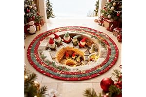 ‎ACAREY Fußmatte Weihnachten Weihnachtsteppich Rund Weihnachtsdeko Türmatte Innen, Teppich Weihnachten Deko 3D Weihnachtsmann Fussmatte Haustür Rutschfest Weihnachtsfussmatte Für Wohnzimmer Flur, 80x80cm (K)
