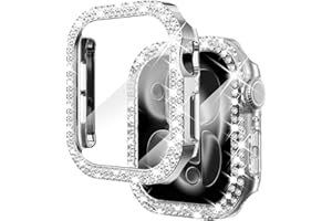 NewWays 2 Pack Compatible with Apple Watch Series 11/10 42mm Case Built-in Screen Protector,Women Diamond Bling Cases for iWatch Series 11/10 42mm,Silver/Clear