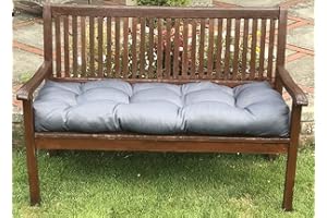 PnH BENCH CUSHION/SWING SEAT CUSHION with Blown Fibre Inner, PLUMP FILLED For Comfort, Many Colours & Sizes (3ft (91cm x 46cm), Grey)