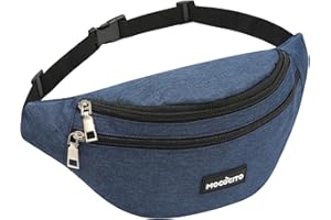 MOCOCITO Bumbags Waist Fanny Pack for Men Women Waterproof Waist Bumbag Travel Money Belt Fashion Bum Bag with3 Zip Pockets and Adjustable Belt for Sport Running Hiking Jogging,Dog Walking