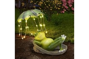 ‎LIFEMET lifemet Outdoor Solar Frosch Garten Dekoration - Lustig Frösche EIN Schirm Figurch Garten Statue，IP65 wasserdichte LED Teich/Rasen/Haus/Für Terrasse Ornamente Geschenk für Frauen Mama