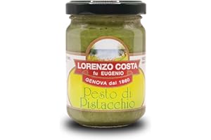 LORENZO COSTA FU EUGENIO Pesto di pistacchio | Pesto di pistacchio salato | Pesto di pistacchio per pasta | Pesto di pistacchio siciliano | Made in Italy 130gr (1 Pezzo)