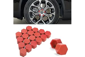 TOMALL 20 Piezas 19mm Tornillos de Cubierta de Tuerca de Rueda de Silicona Tornillos de Llanta de Buje de Rueda Tornillos de Cubierta de Perno de Neumático a Prueba de Herrumbre(Rojo)
