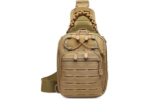 HUNTVP Bandolera Riñonera Hombre Mochila Táctical Militar para Correr Senderismo Ciclismo Camping Caza, Negro/Marrón/Camuflaje