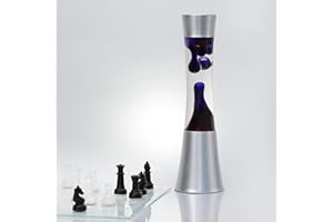 LICHT-ERLEBNISSE Exceptionnelle Lampe à Lava Sandro rétro en pourpre royal H:39 cm base argentée avec interrupteur G9 lampe de chevet parfaite pour le salon