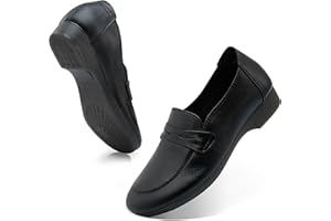 Wuyaraymia Mocasines para Mujer Cuero de Genuino Zapatos de Señora Sucaucho Caucho