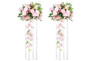 Vasi Acrilico Centrotavola Matrimonio Tavoli - 2 Pezzi Colonna Trasparente Portafiori Vasi Fiori Alti 80cm Centrotavola Vasi Geometrici Inweder Centrotavola Matrimonio Festa Decorazioni Casa