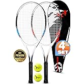 4l&uuml; SET Deluxe 27 İn&ccedil; 2 Tenis Raketi Seti 2 Top &Ccedil;antalı Yetişkin Tennis Racket L2 Grip M+K 68 cm 527