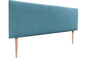 DHOME Testata in similpelle o tessuto AQUALINE Testata imbottita liscia Testata letto di lusso (Tessuto Turchese, 135cm Con Gambe (Letti 120/135/140))