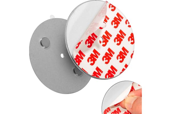 ECENCE Plaque Aimantée adhésive pour Détecteur de Fumée 5 Supports Magnétiques Autocollants Ø 70mm - avec Trou de perçage supplémentaire