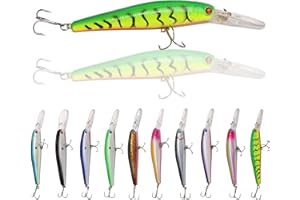 SHADDOCK 10pcs/lot 3D Fishing Eyes Laser Line Hard Minnow Baits Topwater Floating Life-like Swimbait Fishing Lures Bass Crankbait Tackle for Pikes/Bass/Trout/Walleye/Redfish