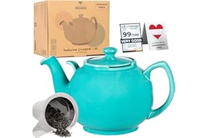 Teiera Liverpool Turchese 1,6 L con infusori e colino in ceramica e acciaio inossidabile di URBAN LIFESTYLE, antigoccia