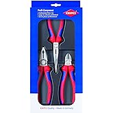 Knipex Tools 00 20 11 kombinasyon uzun iğne burun pense ve yan kesiciler montaj Alet seti (3 adet)