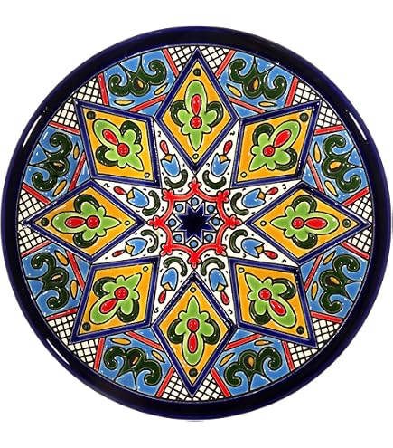 Plato Decorativo De Cerámica Andaluza - Pintado A Mano Con Técnica Cuerda Seca 11cm