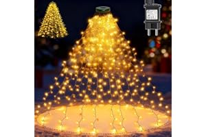 Joycome Łańcuch świetlny na choinkę 2 m, 400 diod LED, oświetlenie choinkowe, z pierścieniem, 8 trybów pracy, łańcuch świetlny, wodoszczelny płaszcz na drzewo, do dekoracji wewnątrz i na zewnątrz,