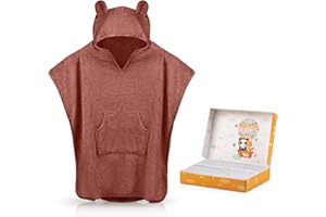 Fuchs&Panda® Badeponcho Extra Warm, Weich & Kuschelig (100% Bambus) | Für Baby & Kinder | Handtuch Poncho Mit Toller Geschenkverpackung (Purpur-rot)