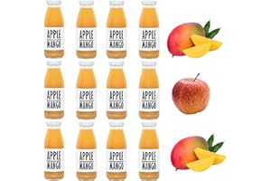 PRESSUICE Fresh Apple Juice not from concentrate | 12 bottles pack x 250 ml Fruit Juices NFC | Pressed Apple & Mango Drink | No added Sugar | Natural Sugar Free Press| Soft drinks