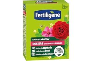 FERTILIGÈNE FERTILIGENE FEGROS12 - Engrais Végétal Rosiers et Arbustes à Fleurs 1,2 kg - Une floraison plus abondante - Seulement 1 application en 3 mois - Jusqu'à 48 pieds - Produit 100% naturel avec zéolite