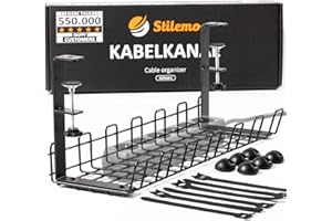 Stilemo Desk Cable Management Tray without drilling, Ultra Sturdy Under Desk Storage for Keeping Cables Tidy, Carbon Steel Holds Up to 4.5 KG, Under Dsk Cabl Tray 39x13x16cm - Black