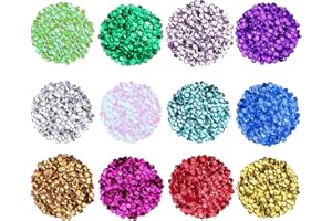 Naler Paillettes per Cucito, Kit di 12 Colori Glitterati Creativi per Fai da Te Decorazione Abbigliamento Matrimonio 6 mm 6000 Pezzi